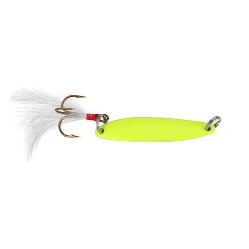 1Pcs 5g 7g 10g 13g Luminous Metal Spinner Spoon Lures Feather Treb Hook Artificial Bait For Bass Trout Pesca Fishing TackXJ241128