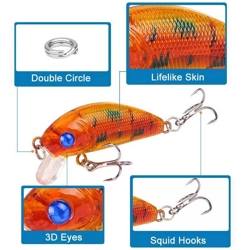 1Pc Minnow Crank Fishing Lure Floating Hard Bait 5cm 4.2g ABS Artificial Bait Wobbr Crankbait Carp Perch Pesca Fishing TackXJ241128