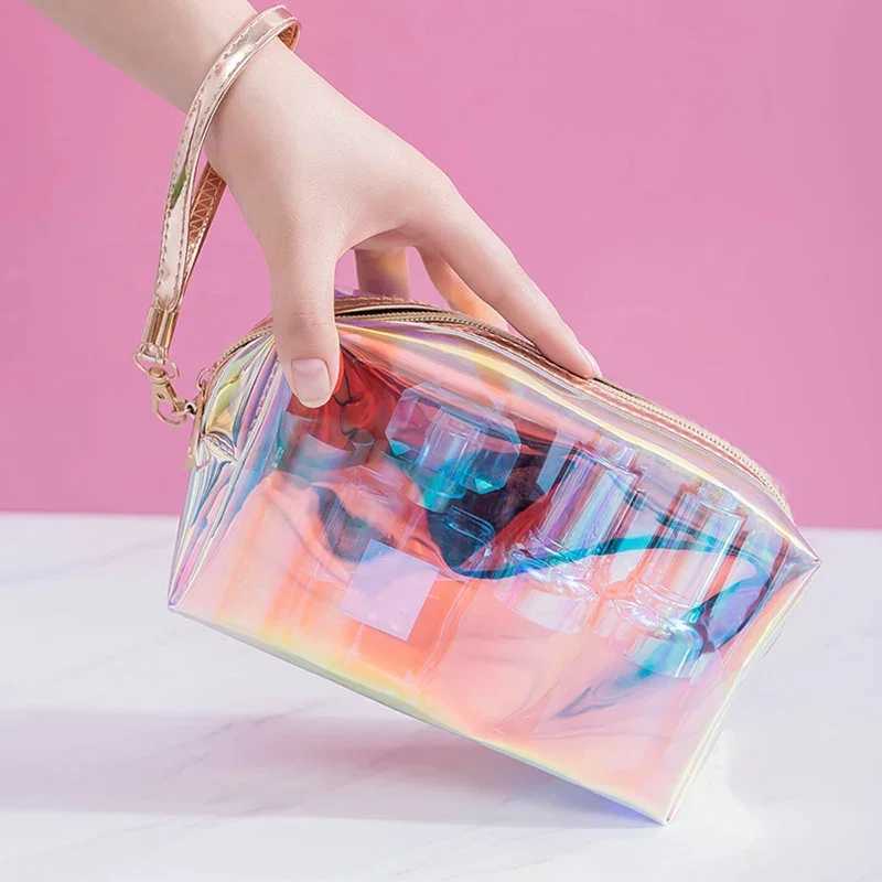 Makeup Bags Transparent Pretty Fi Laser Travel Cosmetic Bag Toiletry Brush Bags Organizer Necessary Case W Make Up BoxXJ241206