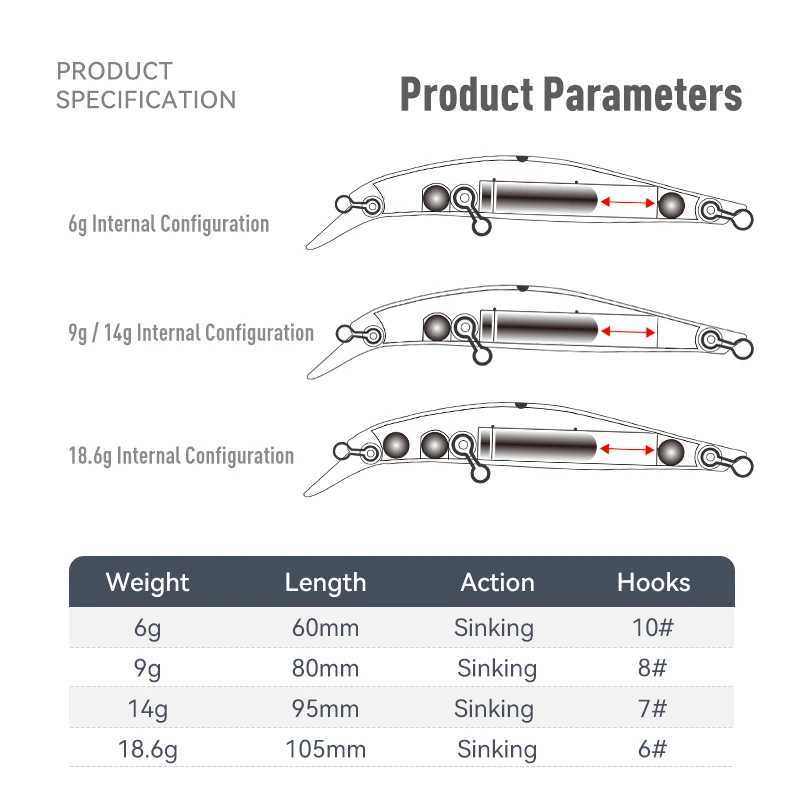 Kingdom Sinking Minnow Saltwater Fishing Lures Crankbait Hard Baits Good Action Wobbrs Artificial Trout Lure For Sea BassXJ241128