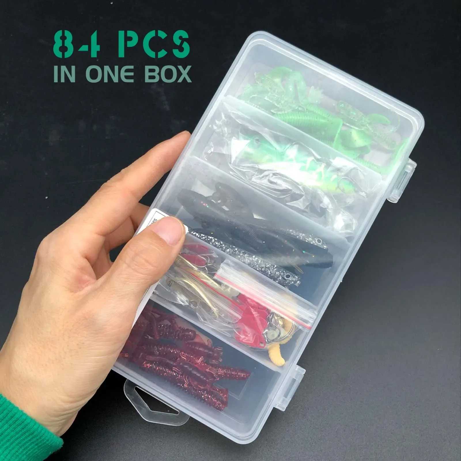 84/107pcs Fishing Lure Kit Soft and Hard Bait Set Gear Layer Metal Jig Spoon For Bass Pike Crank Tack Accories with BoxXJ241128