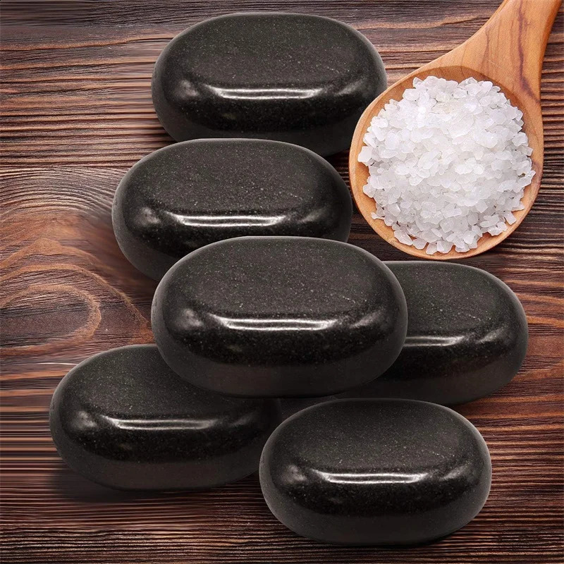 8 pieces of large black basalt stone set used for massage therapy relieving emotions and relieving fatigue and muscle pain 241206