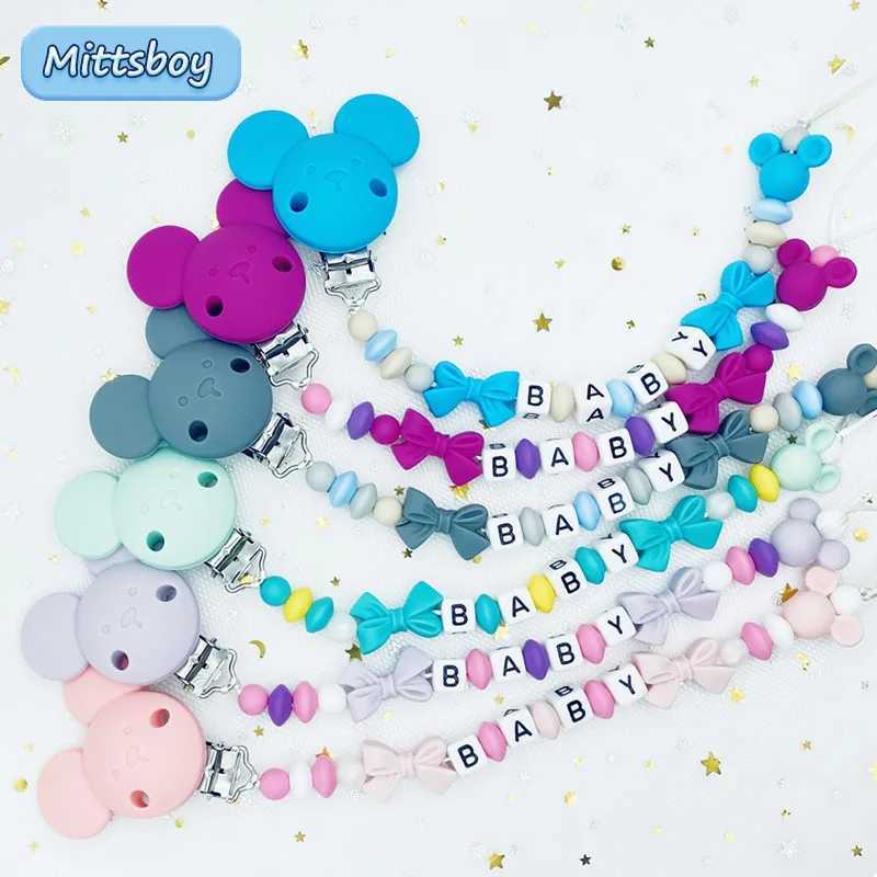 Pacifier Holders Clips# Free Handmade Personalized Name Baby Pacifier Clips Chains Silicone Beads Teether Teething Toys Dummy Holder Pacifier Chain Gi