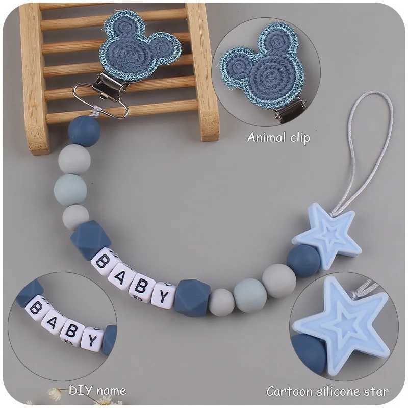 Pacifier Holders Clips# Ins Baby Personalized Name Cartoon Pacifier Clips Chain Dummy Holder Teething Soother Chew Toy Clip Newborn Accessories BPA Fr