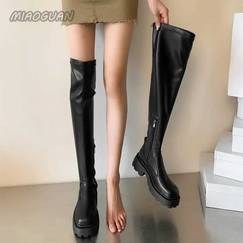 High Quality Thick soled warm over knee boots thick high boots for winter new Fem Lg boots platform thick H womens autumn shoes T241206