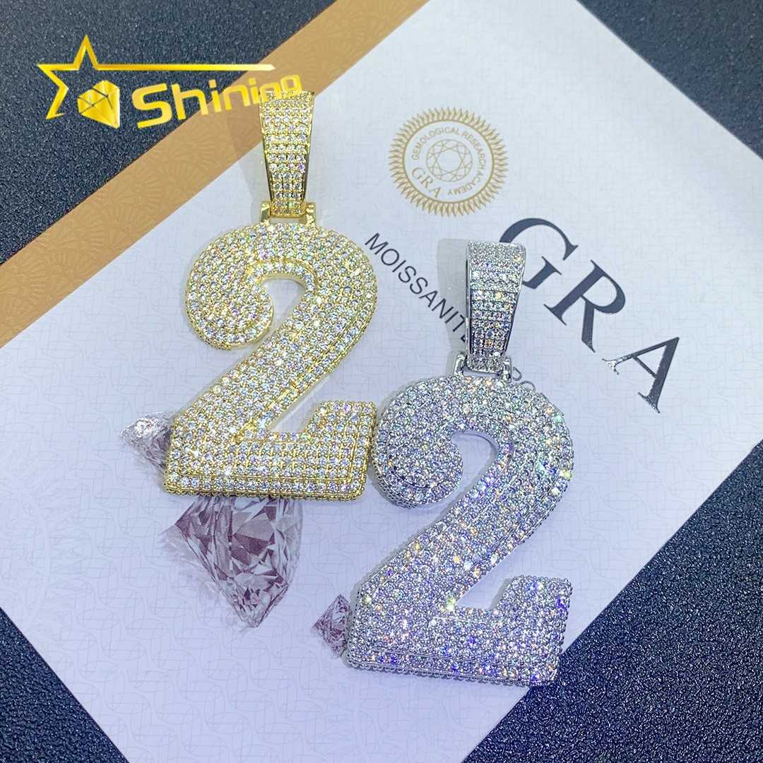 Moissanite Hip Hop Jewelry 925 Silver Number Pendants Gold Plated Rapper Fashion Iced Out Moissanite Diamond Pendants
