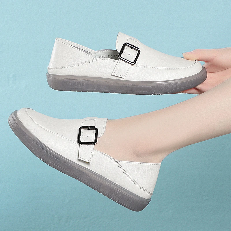 AIYUQI Loafers Woman Genuine Leather Spring New Student Sneakers Girl Flat Large Size Nurse Shoes Girl