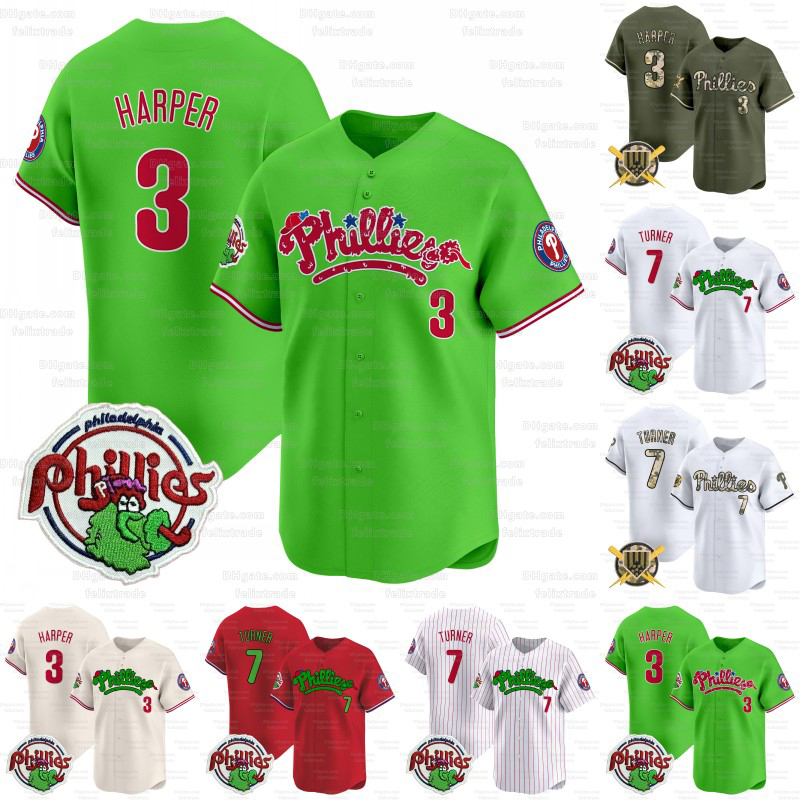 3 Harper Tuner BASEBALL JERSEY 5 Bryson Stott 12 Kyle Schwarber Brandon Marsh Alec Bohm Garrett Stubbs J.T. Realmuto Zack Wheeler Matt Strahm Phanatic Baseball Jerseys