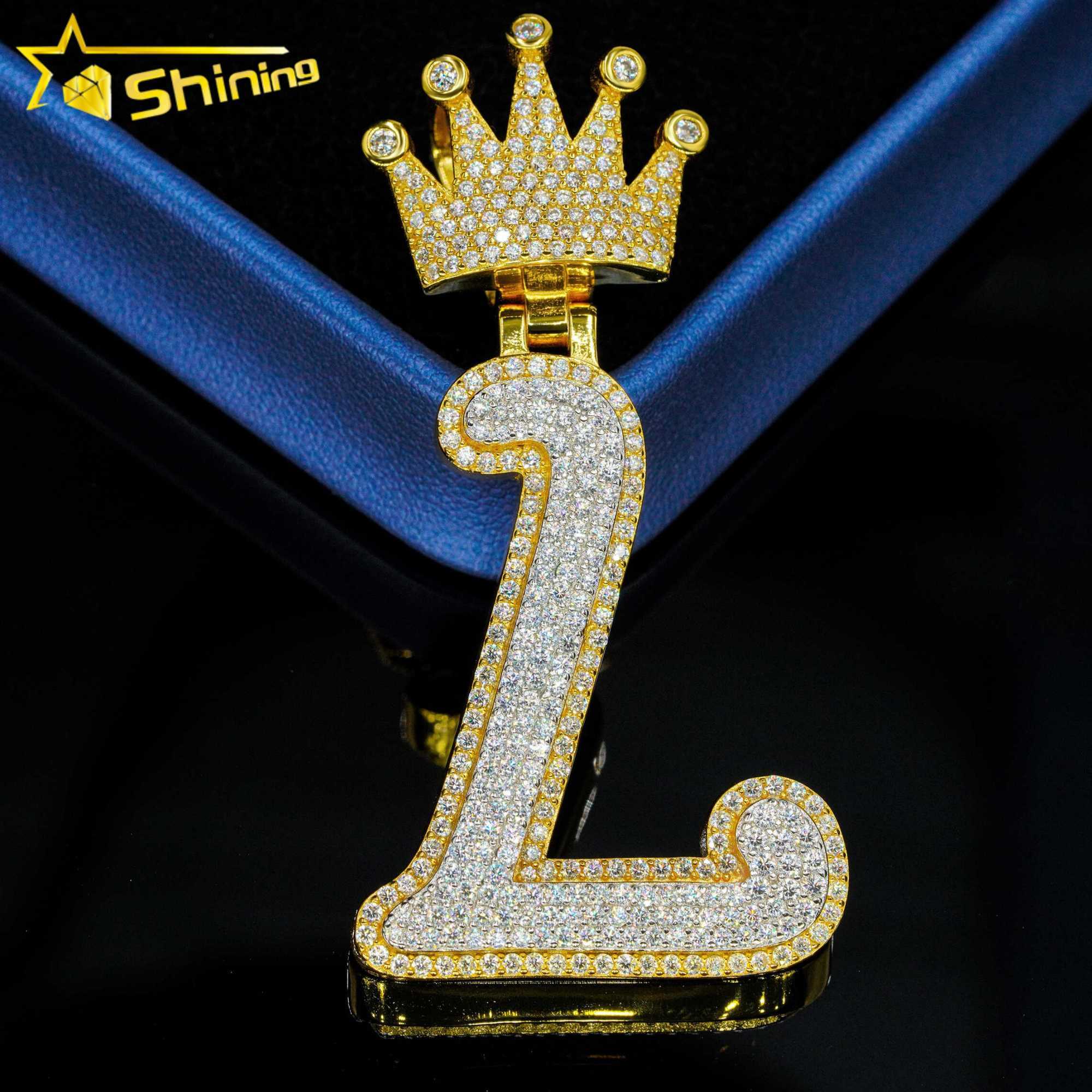 925 sterling silver vvs moissanite pendants iced out letter L initianl name hip hop moissanite diamond pendants