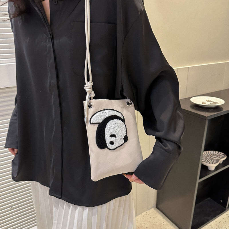 Nylon Canvas Women's New Trendy Cartoon Phone Korean Version Crossbody Bag, Panda Coin Purse, Fashionable Quality, Classic B3
