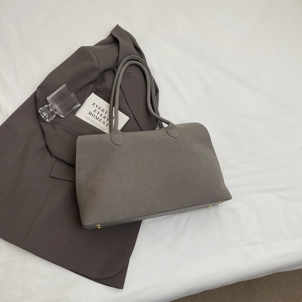 Shoulder Bag for Women Men with Inner Pocket Retro Handbag Suede Solid Color Underarm Bag Satchel Bag Work Travel Bag 250319