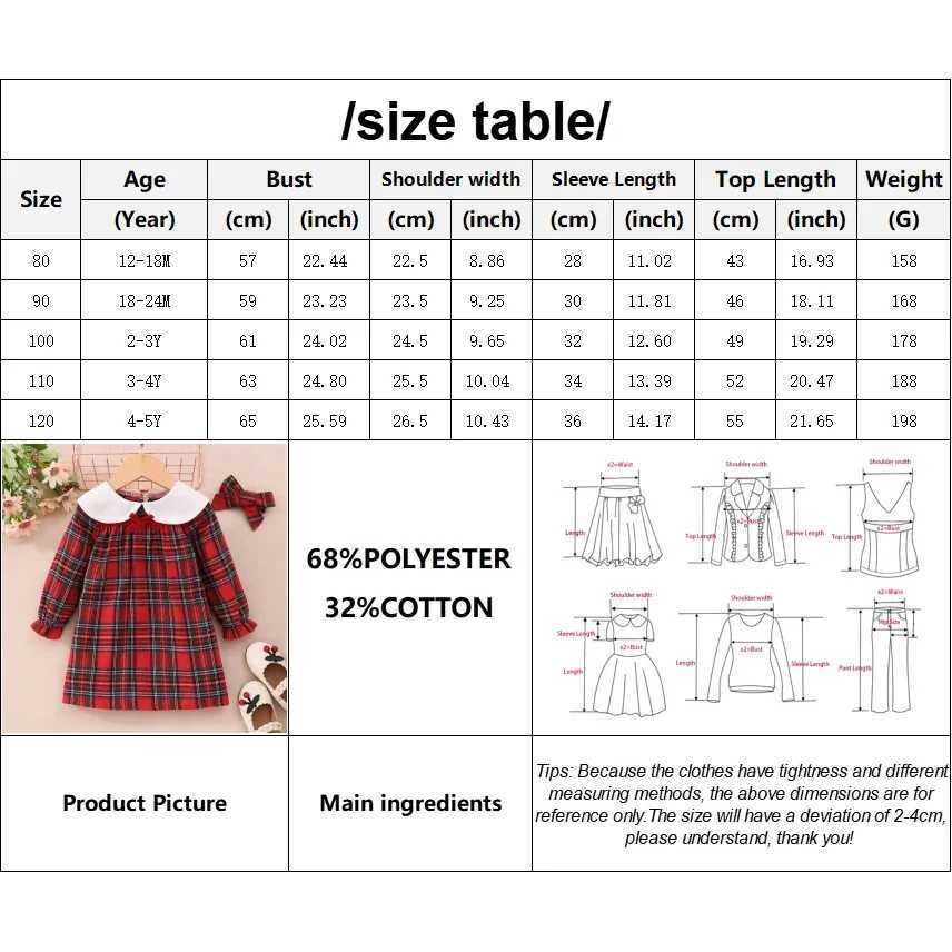 2024 Pret Dress for Baby Girl with Long Sleeve in Red Plaid for Cute Birthday Par Princess Kids 1 To 5 Years Old Clothes SetXJ241206