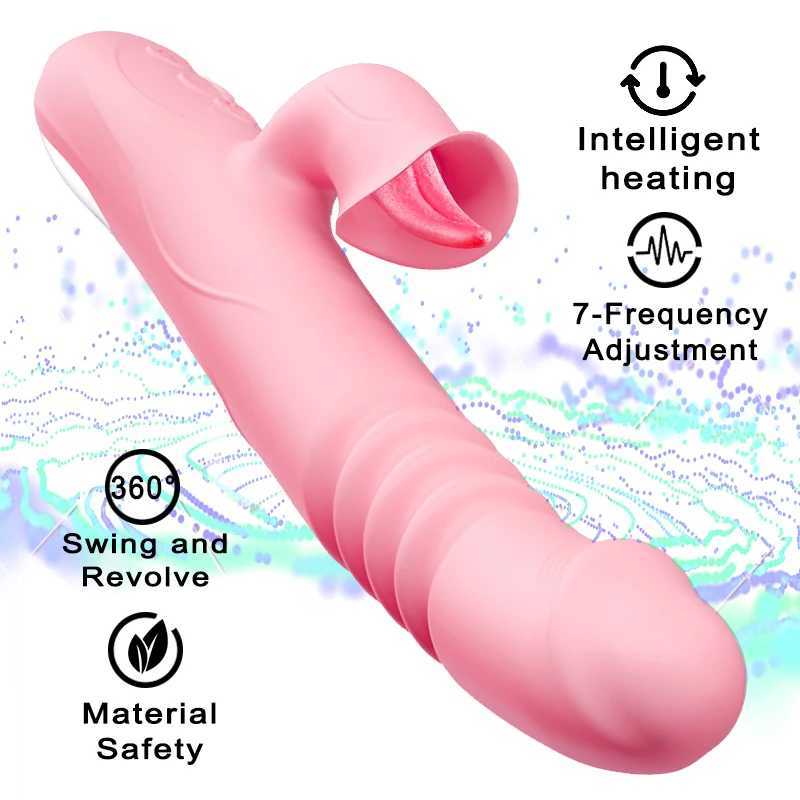 Vibrator for Women Tongue Licking Dildo Clitoris Stimulator G-Spot Vaginal Massager Powerful Adult Sex Toy Female Heat VibratorXJ241206