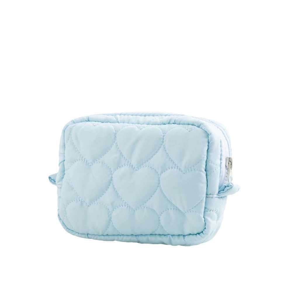 Women Cosmetic Bag Candy Color Cute Storage Bag Mini Portable Cott Filled Quilted Love Hand held Makeup Storage Bags LadiesXJ241206