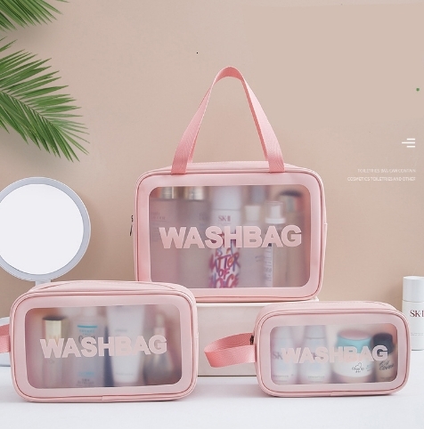 High appearance waterproof transparent toiletry bag ins style hand-held frosted makeup bag portable travel bath storage bag#7 swissmilitary