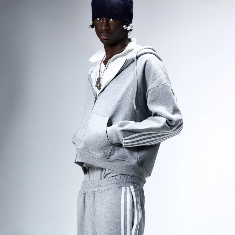 Y2K 2 piece tracksuit high quality Embroidered Striped streetwear Men Women Sweatshirt Oversized Hoodie Hip Hop Track Pants Set 241205Z