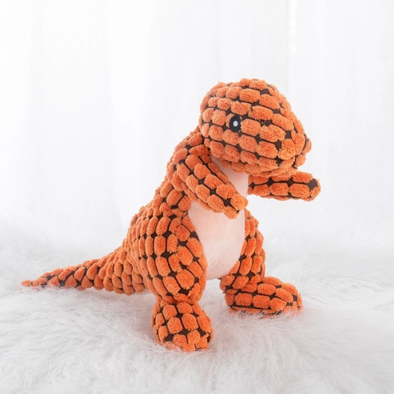 Corduroy Dino-Shaped Squeaky Plush Dog Toy for Puppies - Safe & Fun Chew Accessory
