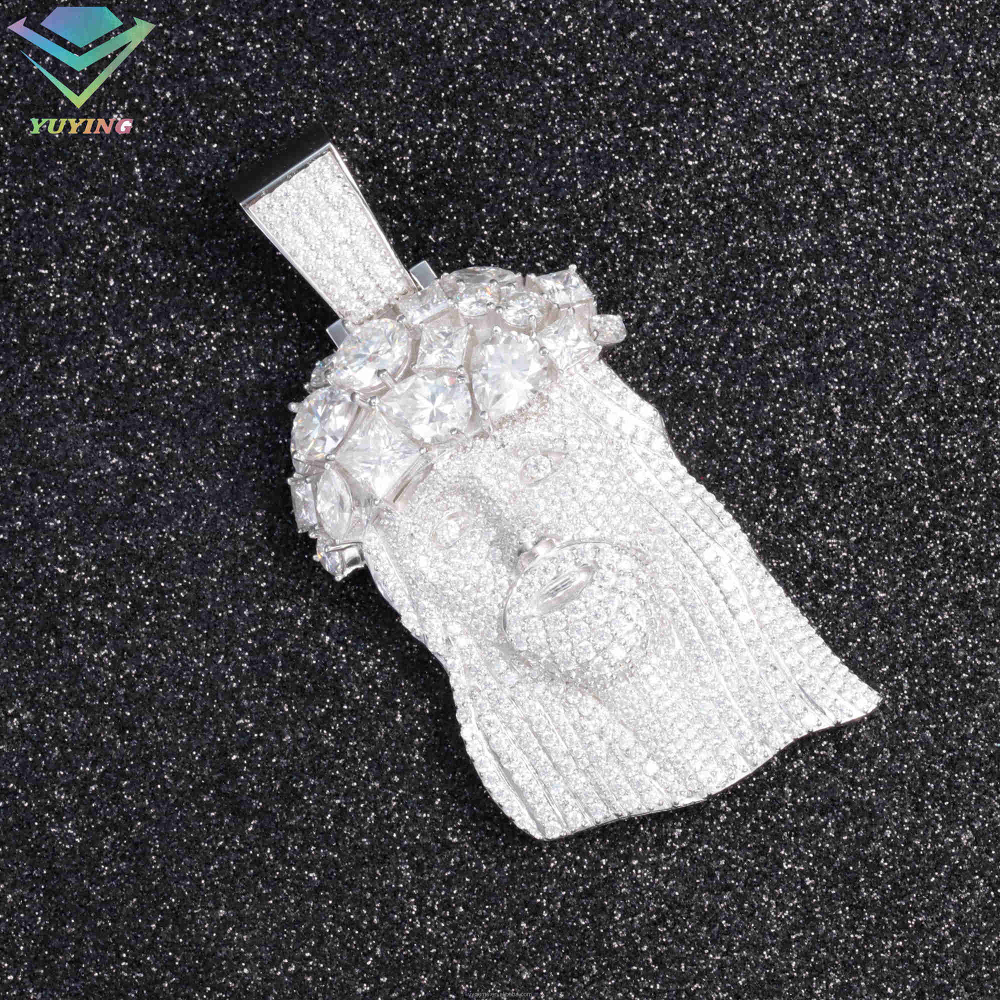 Luxury Big Moissanite Jesus Pendant Hip Hop Jewelry 925 Sterling Silver ice out Moissanite Mens Jesus Pendant For Necklace