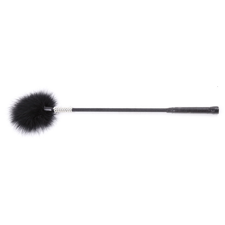 SM Sex Toys Couple Flirting Feather Teasing Stick with Diamond Handle Black and White Feather Skin Stimulating Tool