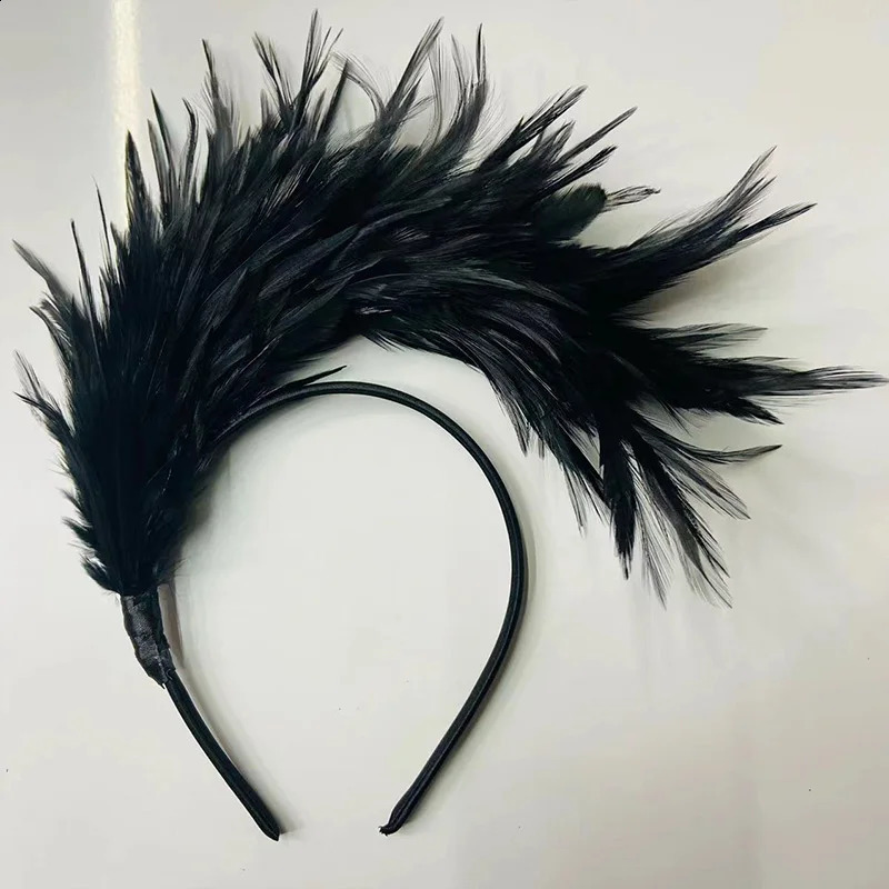 Women Feather Headband Headpiece Perform Halloween Headwear Party Headdress Hair Hoop Ornament 241122