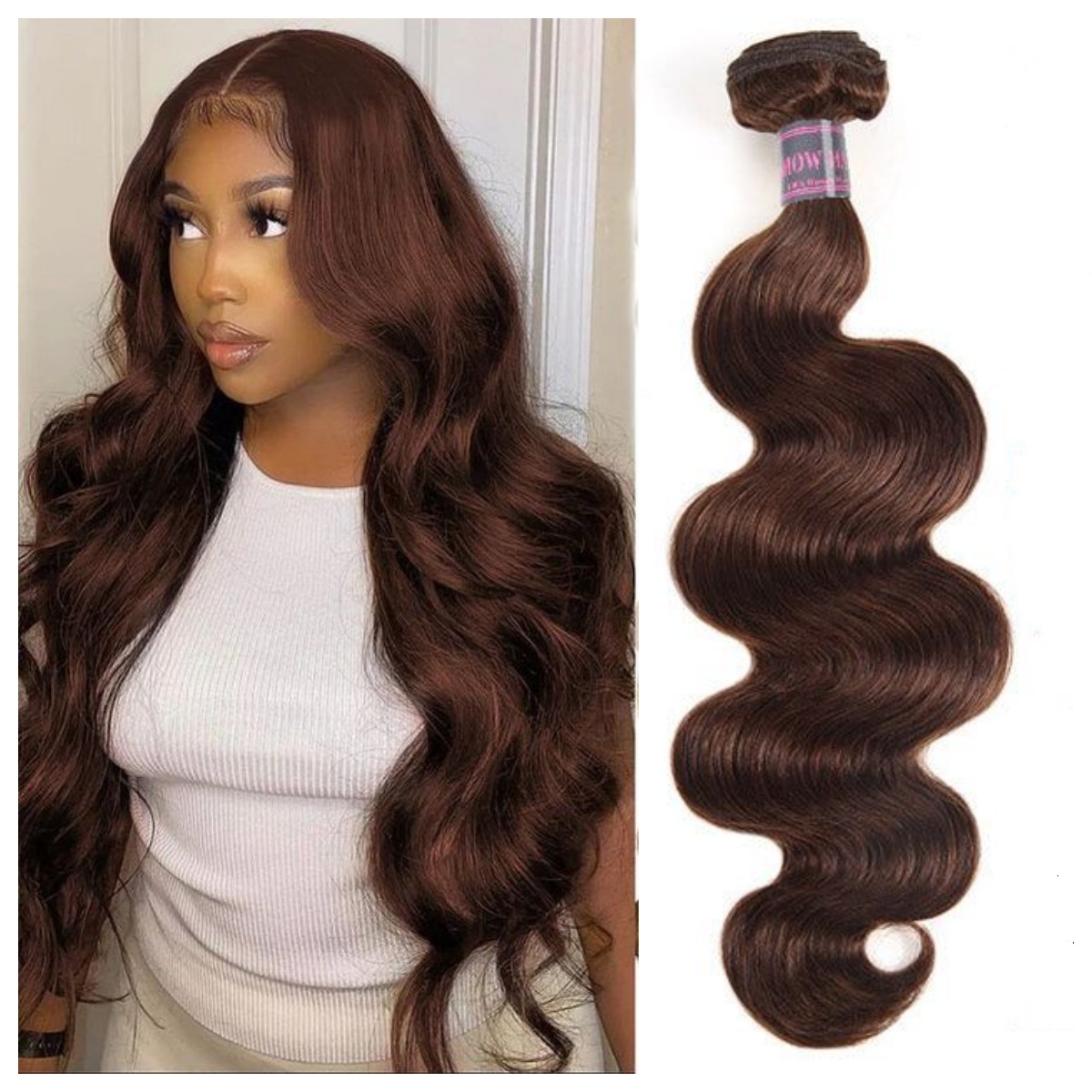 Brazilian Body Wave 3 Bundles Light Color #4 Unprocessed Virgin Brown Human Hair Weave