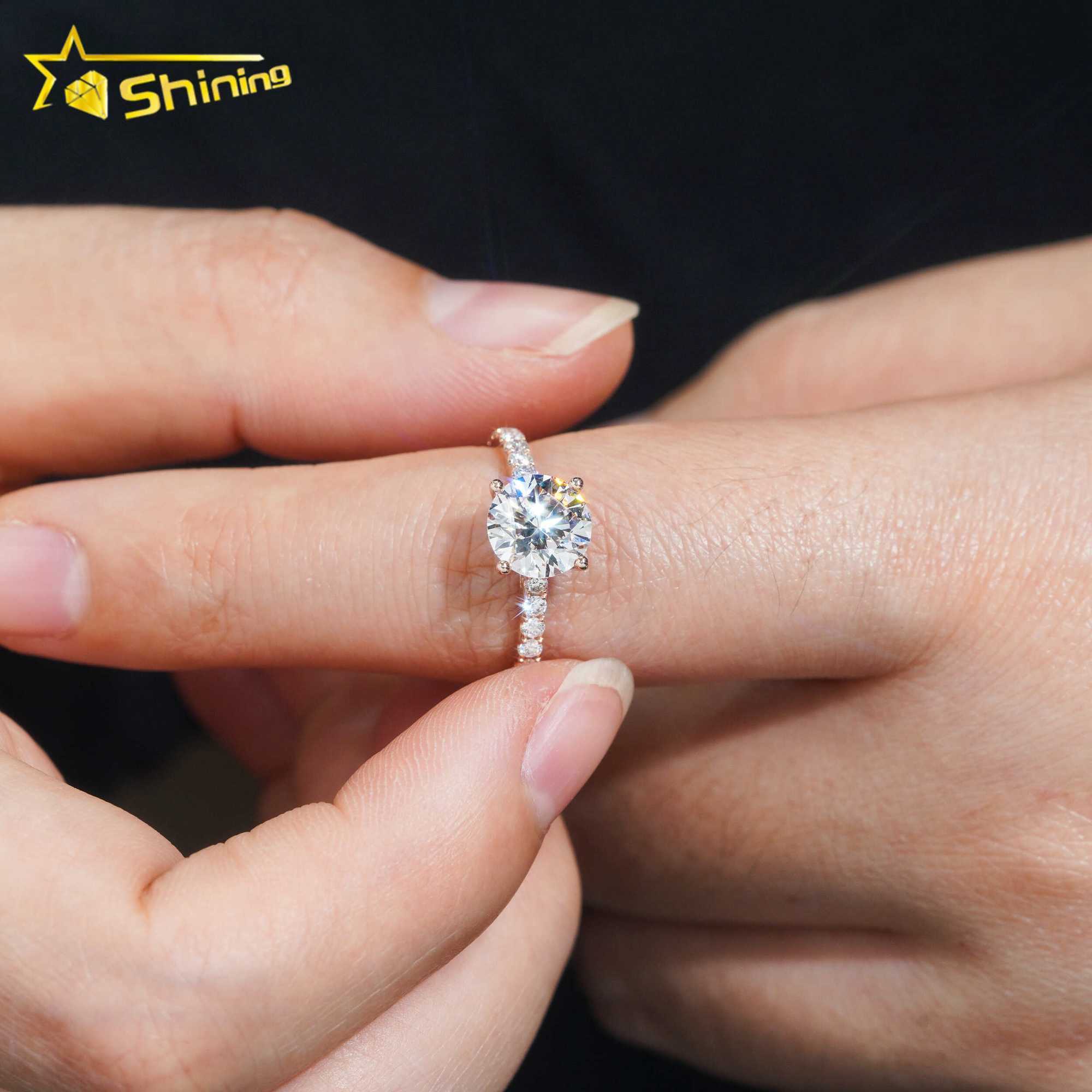 With GIA Certificate Women Jewelry Round Brilliant Cut 1.01ct 10K Real Gold D Color Lab Diamond Wedding Ring