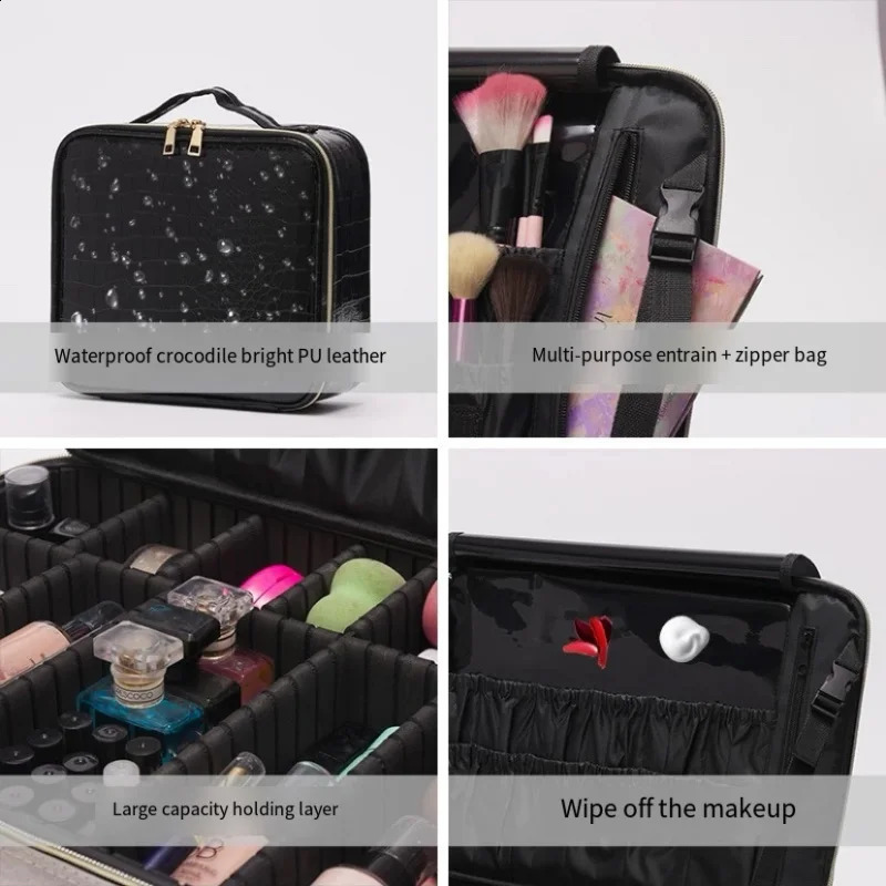 Travel PU Leather Print Bag Artist Portable Zip Tattoo Kit Cosmetics Storage Box 241127
