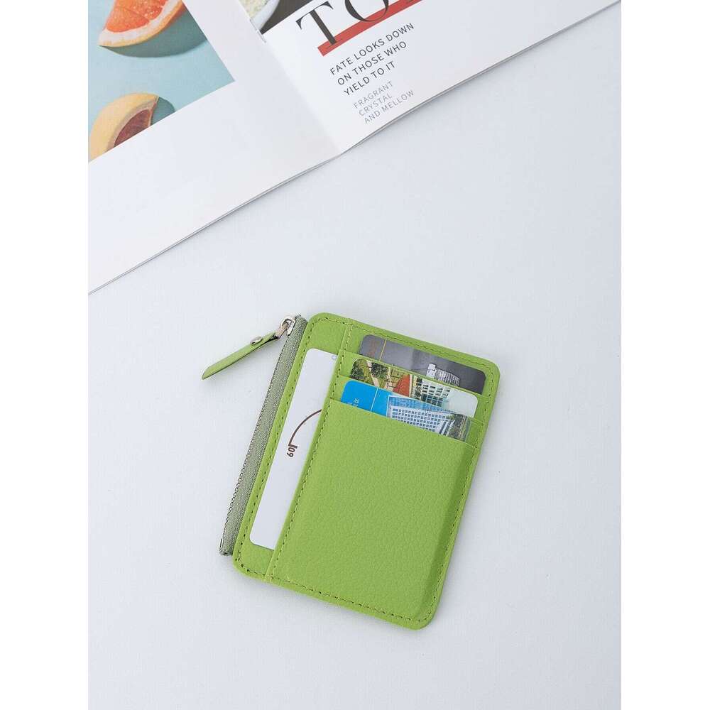 New PU Leather Bag Wholesale Girls, Compact And Ultra-Thin ID Card Sleeve, Zipper, Short Coin Purse For Ladies