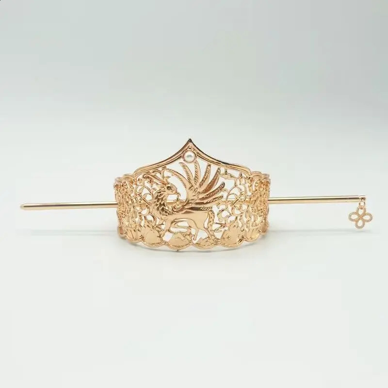 Womens Gold Plated Phenix Hairpin Chinese Headdress 241122
