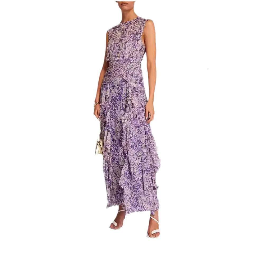 spring/summer off shoulder European American women's V-neck chiffon printed fairy long evening gown 2024 new style chic and elegant clothing