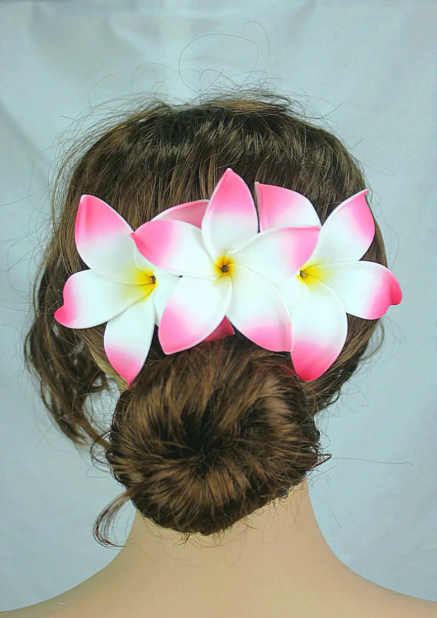 Free delivery HM1029 24 pieces/batch 8 colors 18x8CM foam Plumeria hairpin female hairpin Hawaiian tropical flower wholesale 241205
