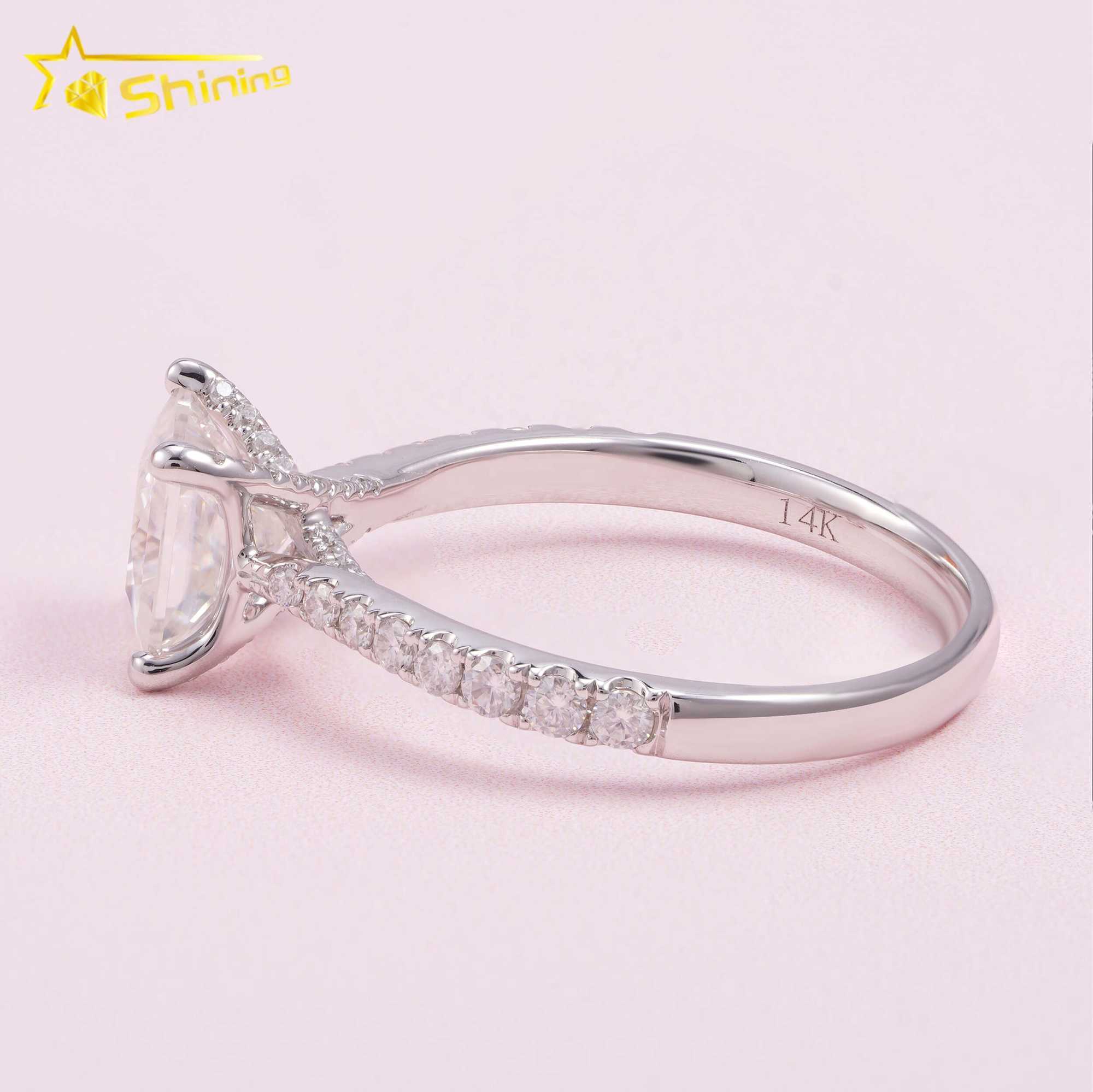 Pass Diamond Tester Classic 1ct Princess Cut VVS Moissanite Engagement Ring 14K Solid White Gold Wedding Women Ring