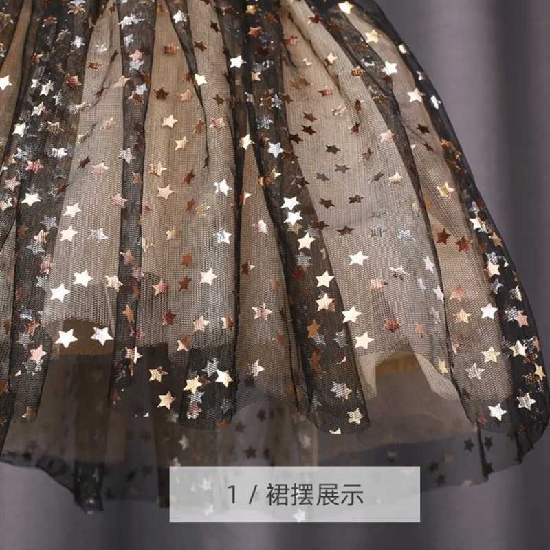 Girls New Year Black Long Sleeve Dress Autumn Winter Toddler Kids Girl Dress Outfit Children Birthday Par Christmas CostumeXJ241206