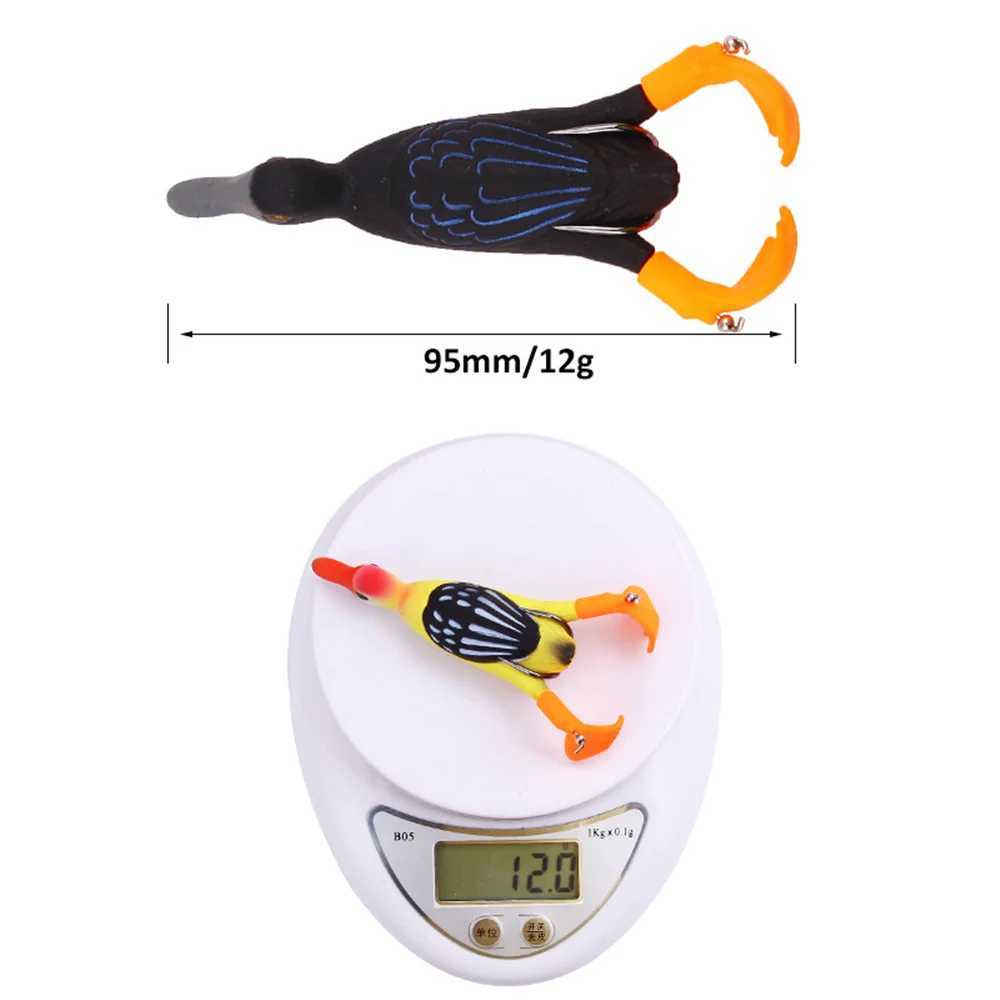 1Pcs Topwater Propelr Flipper Lifelike Duck Soft Fishing Lure 9.5cm 12g Artificial Silicone Bait Rotating Fishing Tack GeerXJ241128