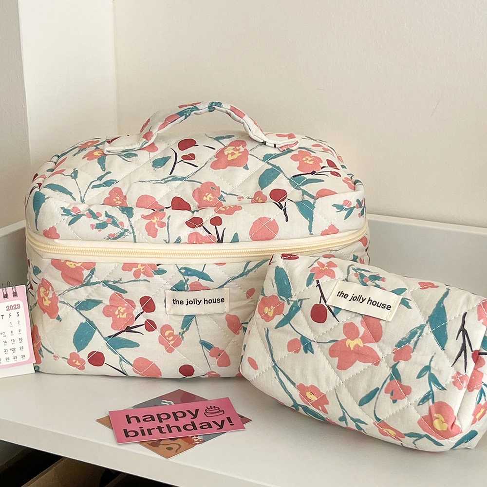 Fi Flower Quilting Womens Cosmetic Bag Portable Tote Cott Makeup Storage Pouch Cute Toiletry Make Up Travel Bag For GiftXJ241206