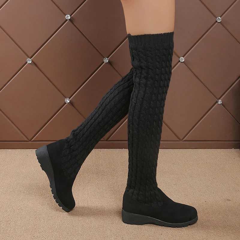High Quality Sexy ultra-thin fit knee high boots warm in winter medium density fiber L.G. boots with slider stretch fabric thick high Botas T241206