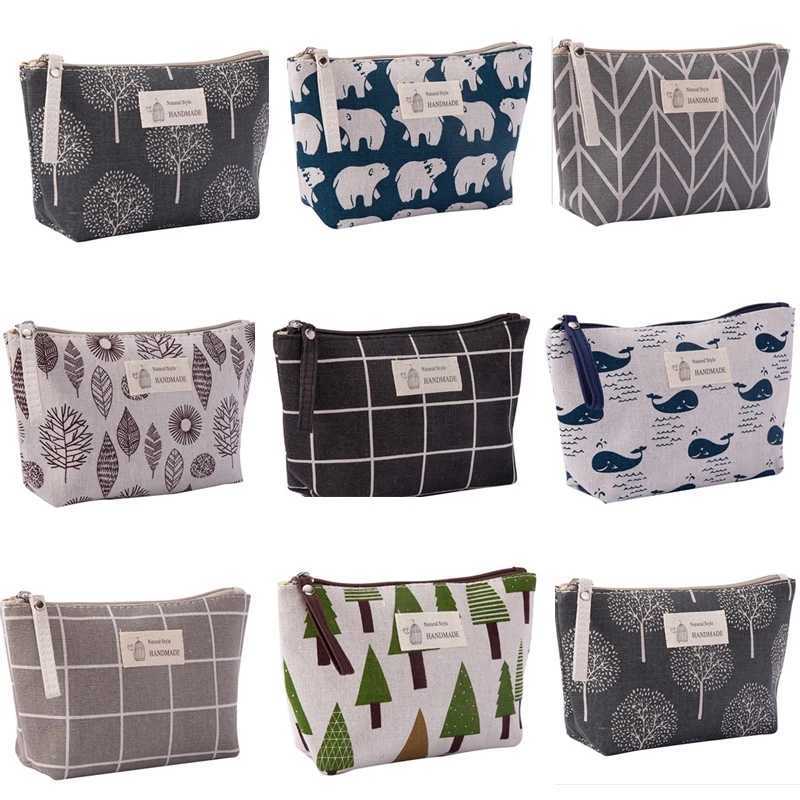 Women Travel Makeup Toiletry Bag Organizer Tree Animal Plant Print Cosmetic Bag Lady Pencil Case Makeup Bag W Bags Pouch KitXJ241206