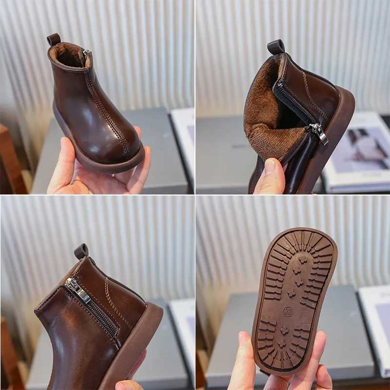 Girl Shoes Ankle Boots Winter Boots Little Girls Cotton Boot Anti Slip Fashion Shoe Children Leather Boots for Girl Zapatos NiaXJ241206