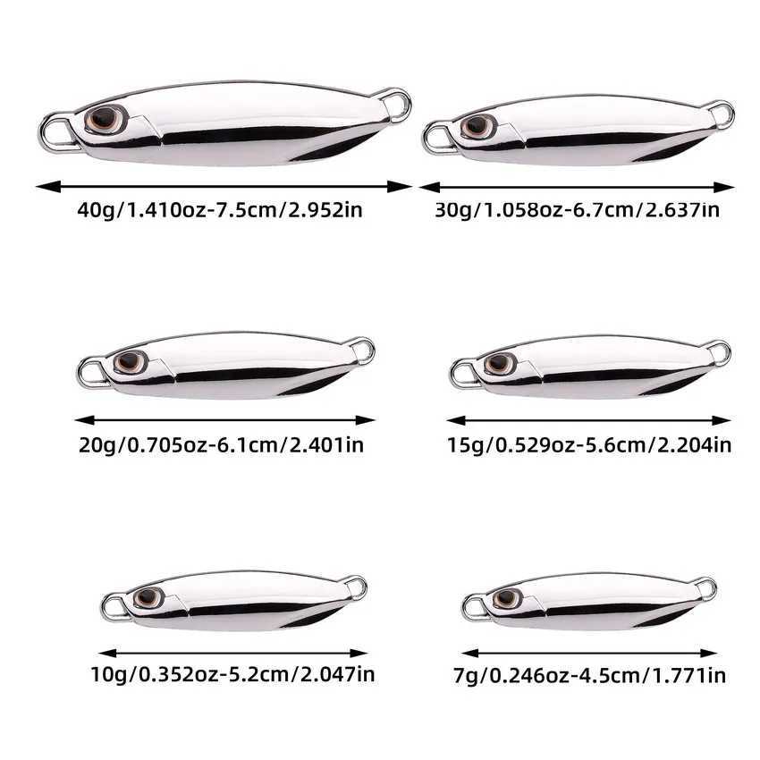 Plating Jigging Metal Jig Lure 7g - 40g Silver Metal Fishing Lures Artificial Jigs Baits Ectroplated Fishing Lue Mackerel BassXJ241128