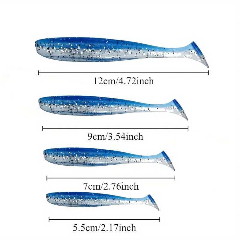 30pcs/bag Two Tone T-tail Soft Bait 5.5cm/7cm/9cm/12cm Silicone Swimbait Wobbrs Lures Lifelike Artificial Bait Fishing TackXJ241128