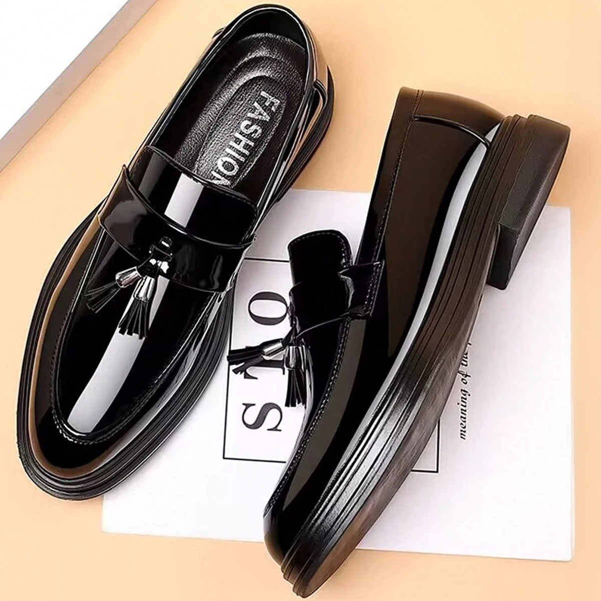 Fotwear Men Leather Shoes Slip On Office MensFormal Shoes Wedding Party Men Tassel Dress ShoesBreathable Driving Lazy Oxfords 241206