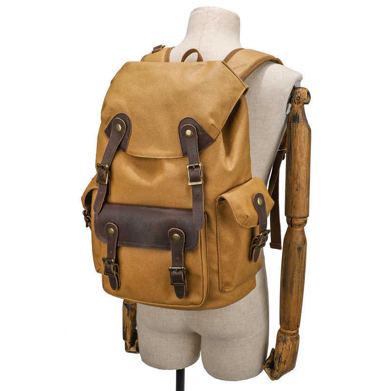 Backpack men's large capacity canvas backpack outdoor leisure travel backpack 16 inch computer bag 241215