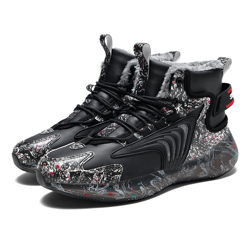New Winter Men's shoes Plus Size Thickened Sports Shoes Cross-border Trendy Warm Cotton Shoes Plush Snow Sneakers Mix Order Accepted Size 35-46