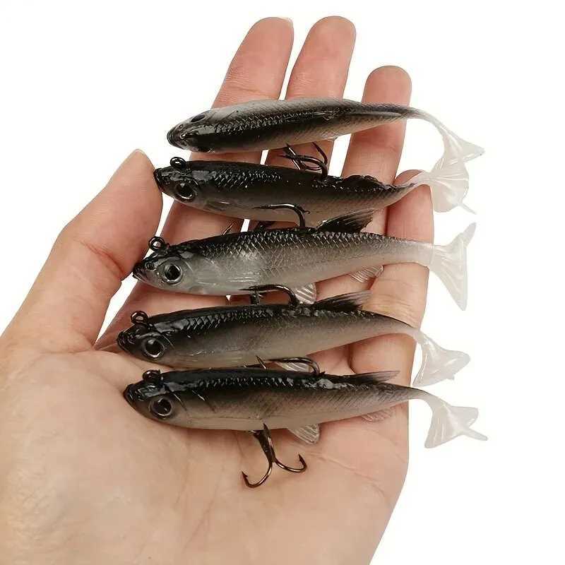 Fishing Lures 5Pcs Pre-Rigged Jig Padd Tail Soft Plastic Swimbaits for Bass Trout Walye Crappie Saltwater FreshwaterXJ241128