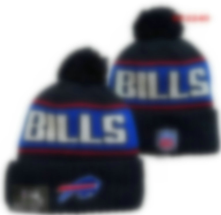 Men Knitted Cuffed Pom Buffalo Beanies Bobble Hats Sport Knit Hat Striped Sideline Wool Warm BasEball Beanies Cap For Women Skull Caps a19