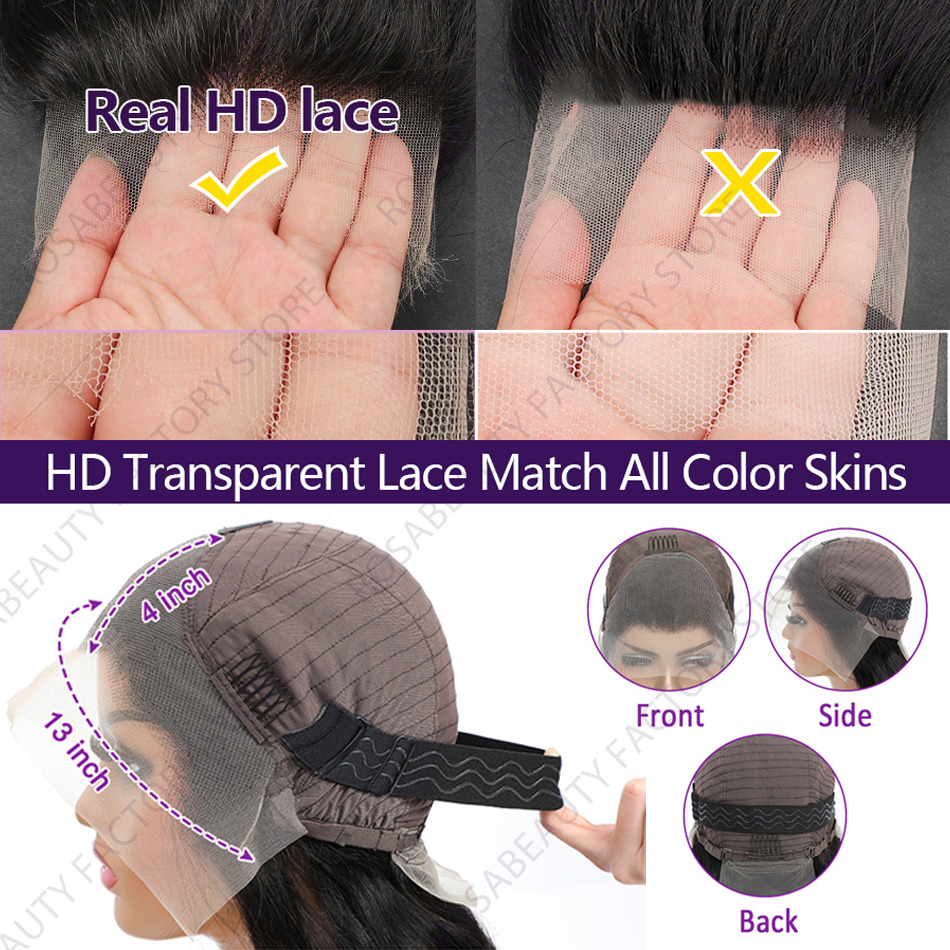 30 40 Inches Deep 13X6 HD Transparent Front Human Hair Wig Glueless 13X4 Curly Wave Lace Frontal Wigs For Women