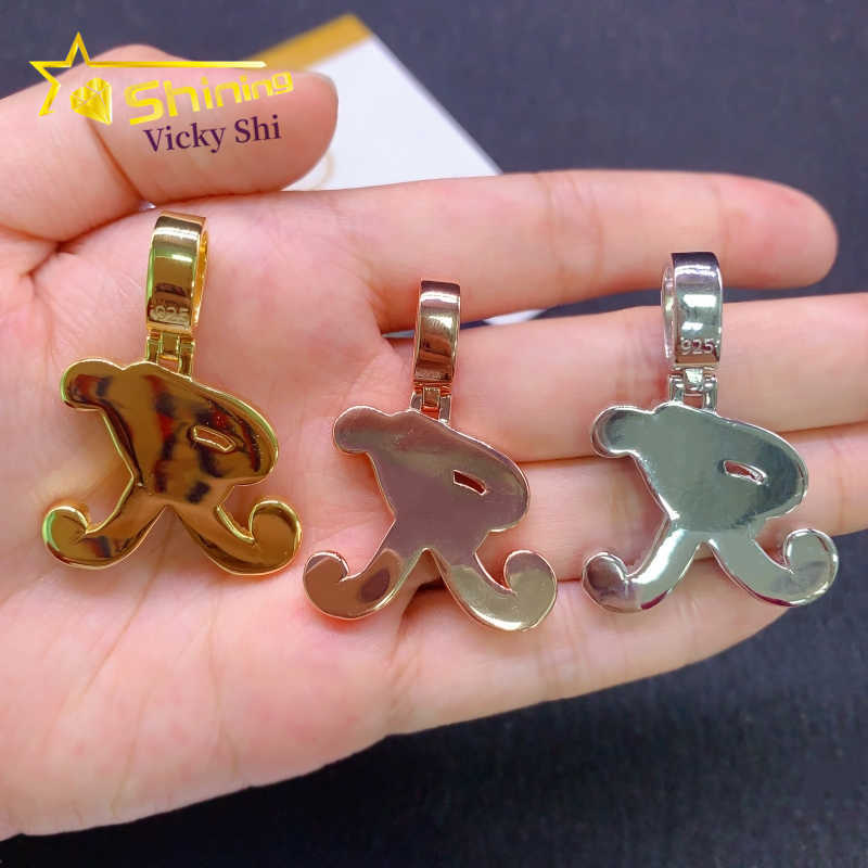 Iced out hip hop s925 silver gold plated vvs moissanite diamond letter K pendant custom moissanite pendant for rapper