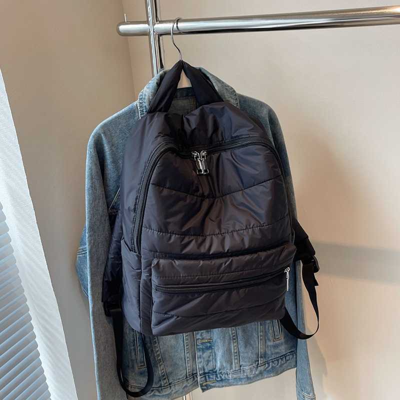 Autumn space cotton cotton clothing bag, fashionable, simple, casual, large capacity backpack, lightweight, versatile travel shoulder bag 241215