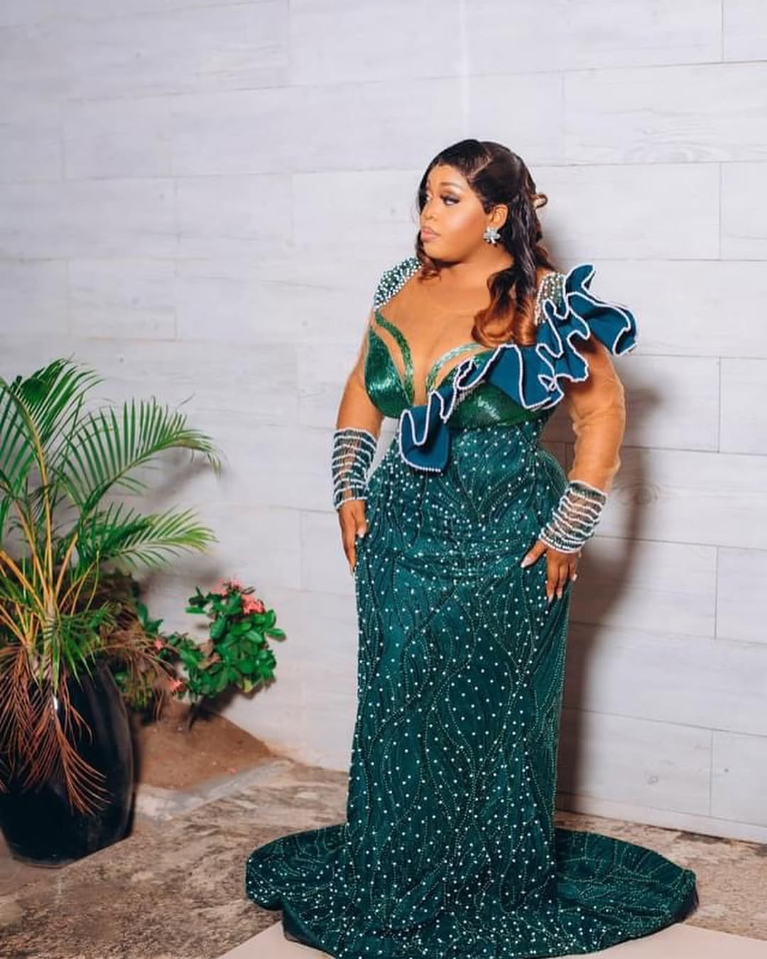 Hunter Green Prom Dresses 2025 Pearls Beaded Full Sleeves Sequined Evening Formal Party Second Birthday Engagement Gowns Plus Size Dress For Special O