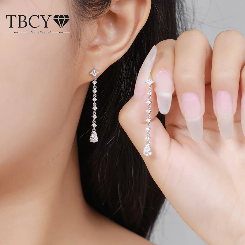 TBCYD Pear Cut Long Tassel Drop Earrings For Women 925 Sterling Sliver Lab Diamond Dangle Hanging Earrings Fine Jewelry Gifts 241205
